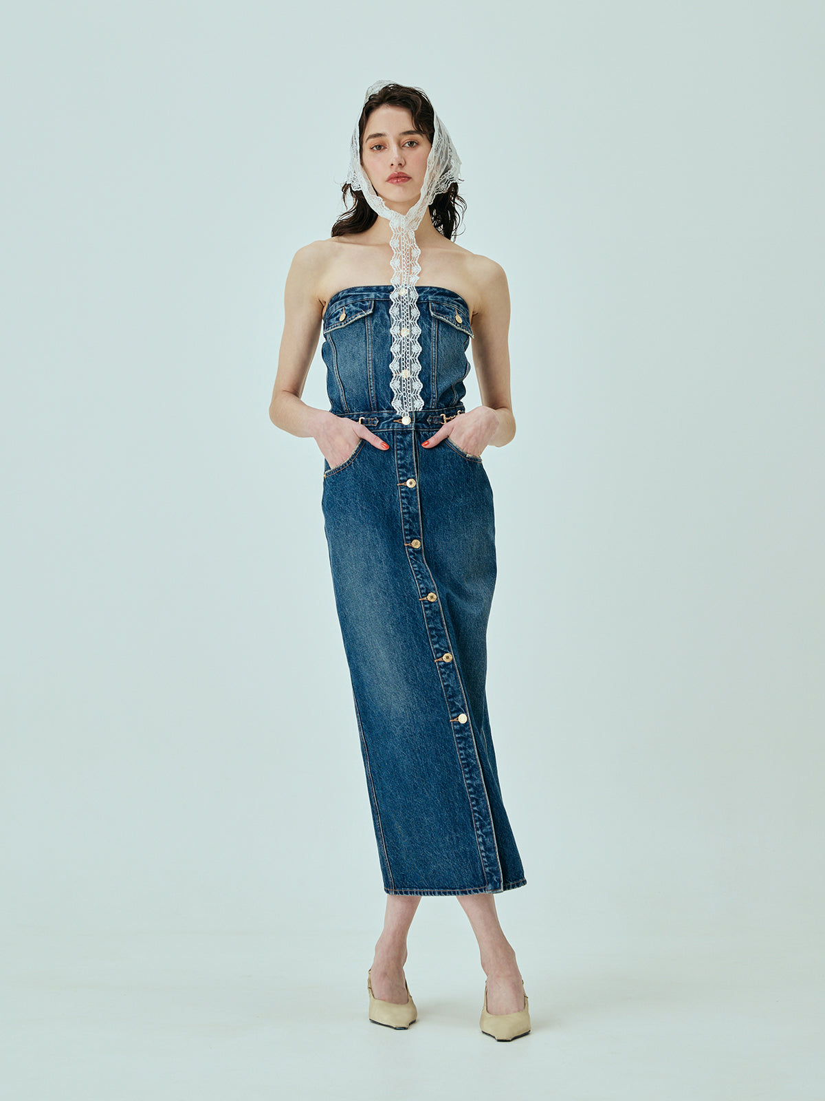 ビットデニムワンピース