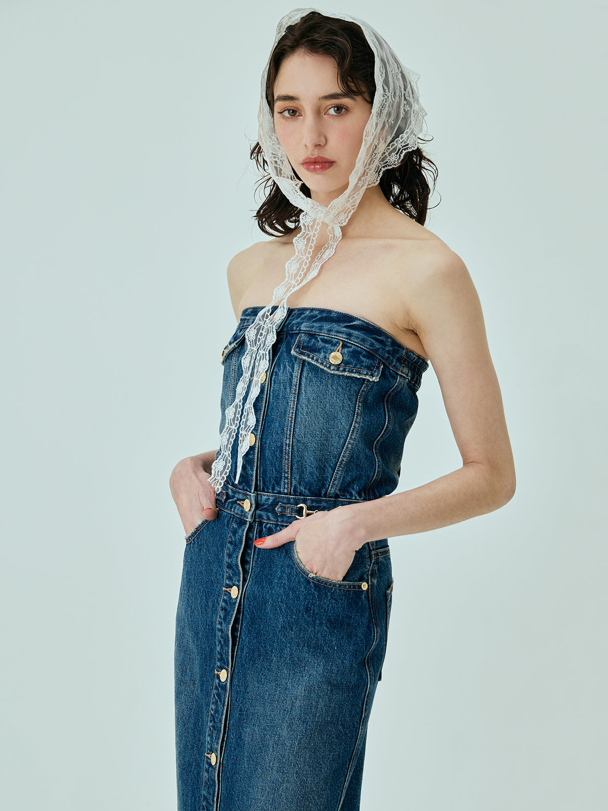 ビットデニムワンピース