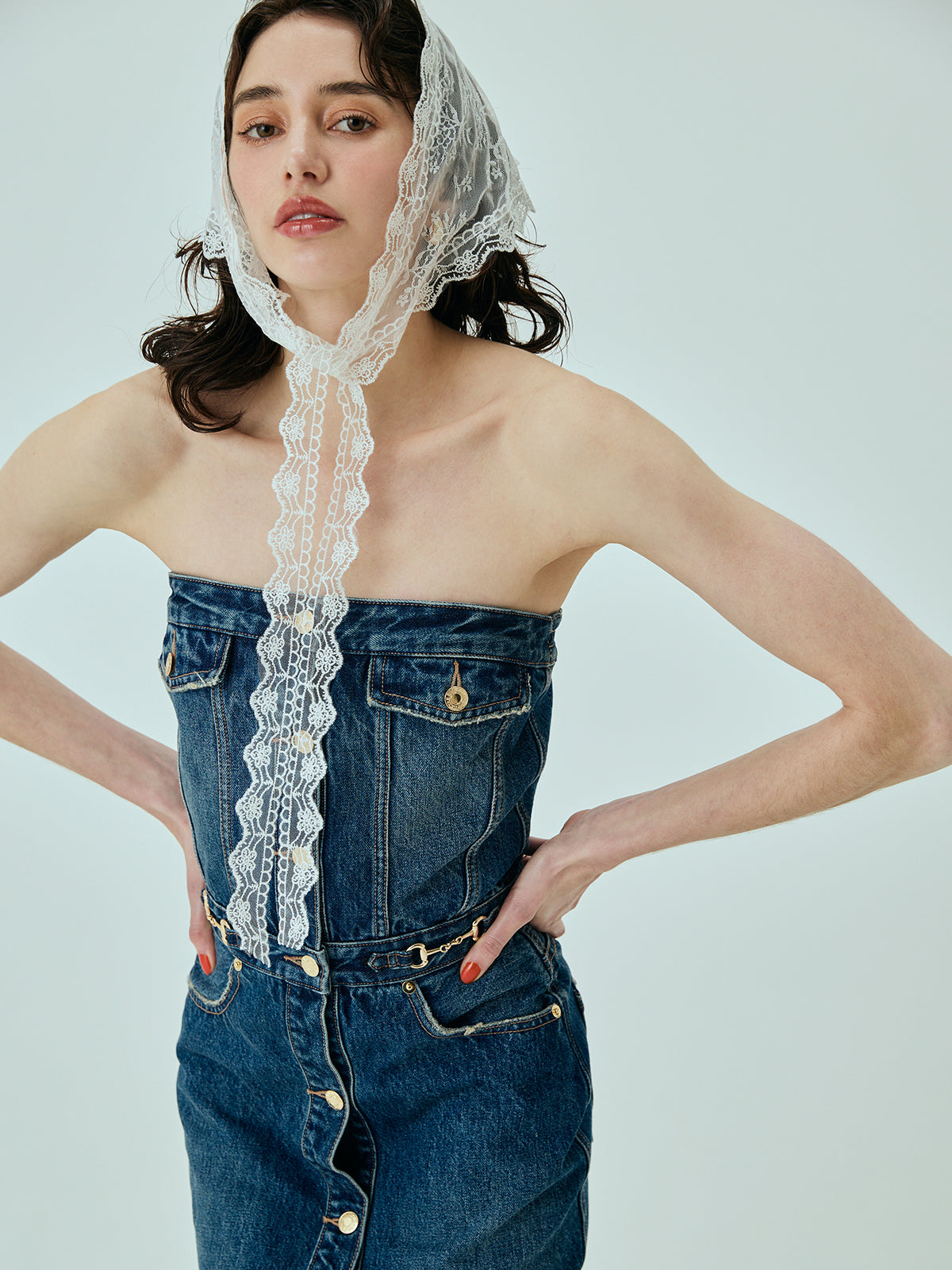 ビットデニムワンピース