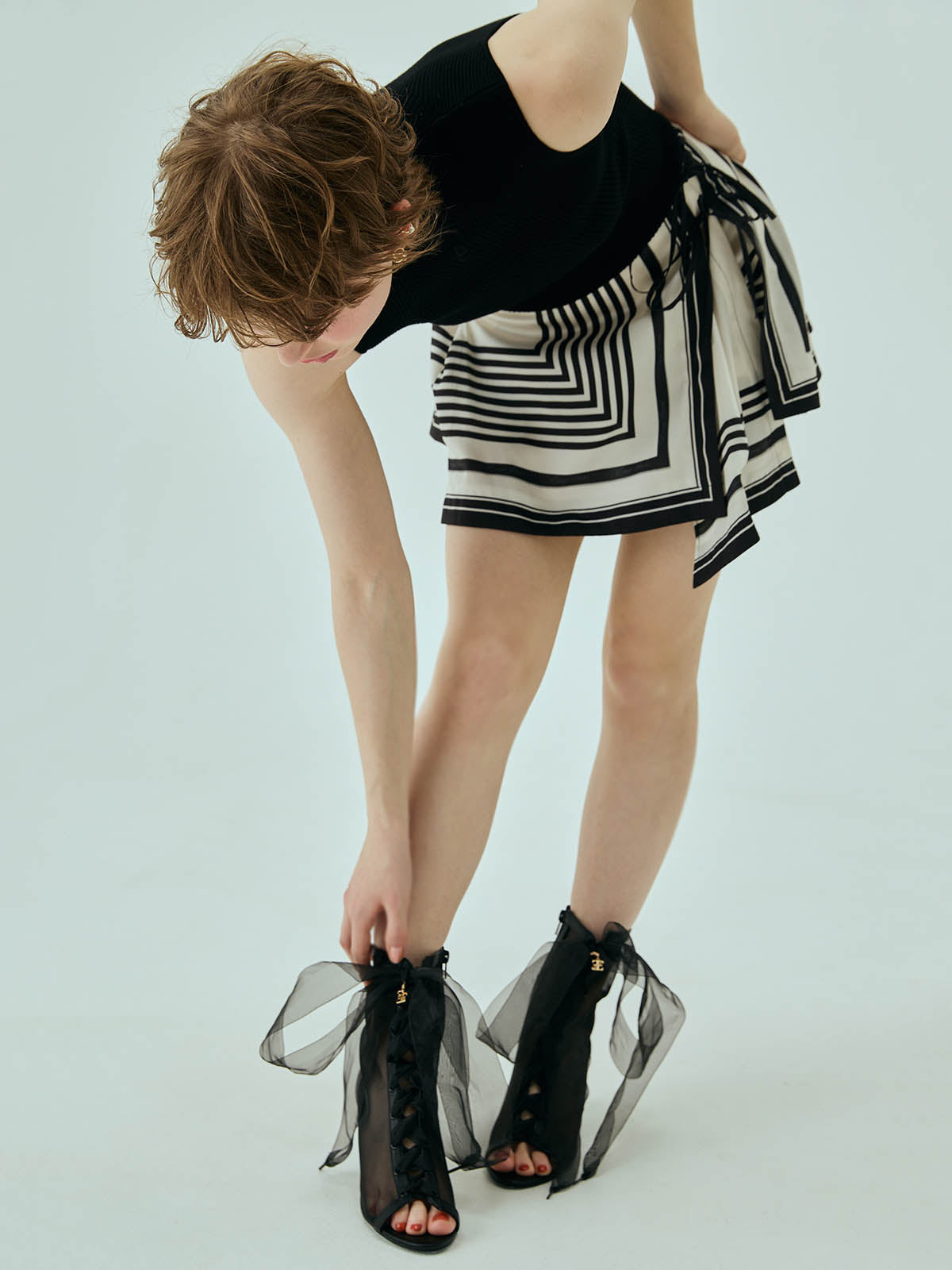 シアーレースアップショートブーツ