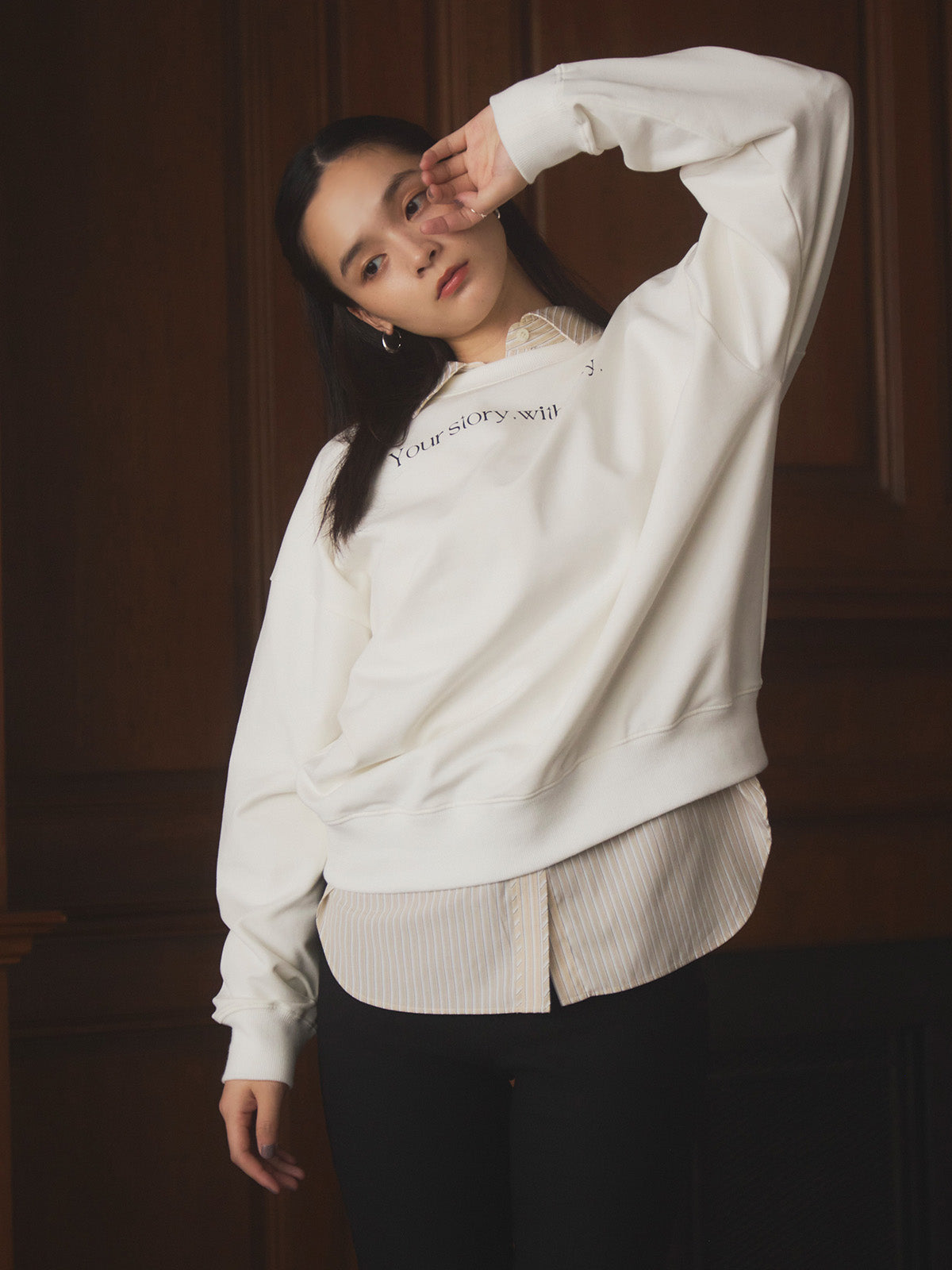 MODEL:163cm／COLOR:BEIGE／SIZE:F