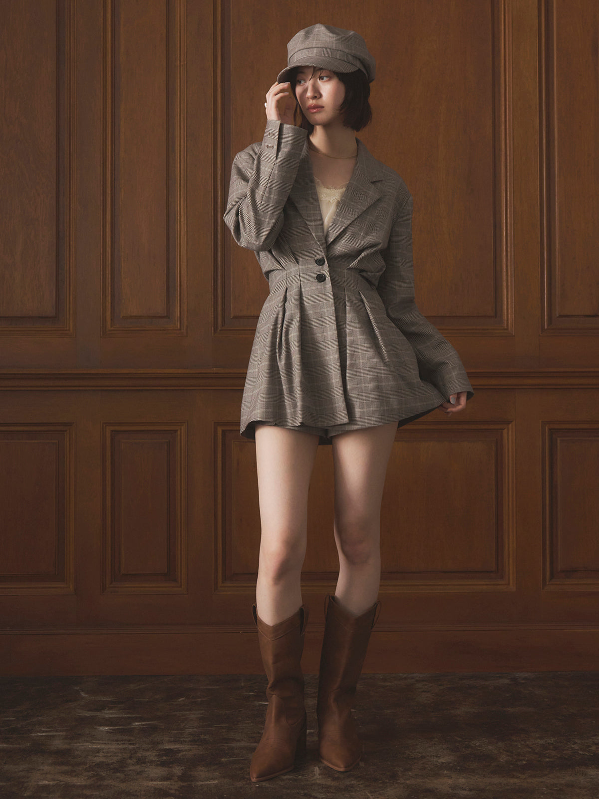 グレンチェックキャスケット