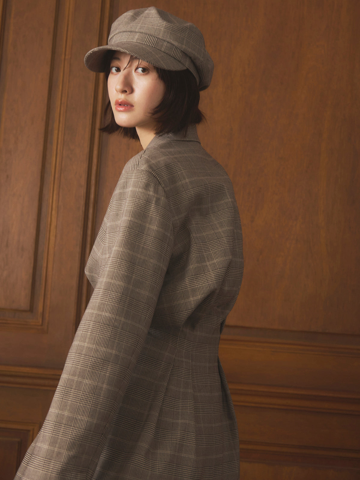 ウエストタックグレンチェックジャケット