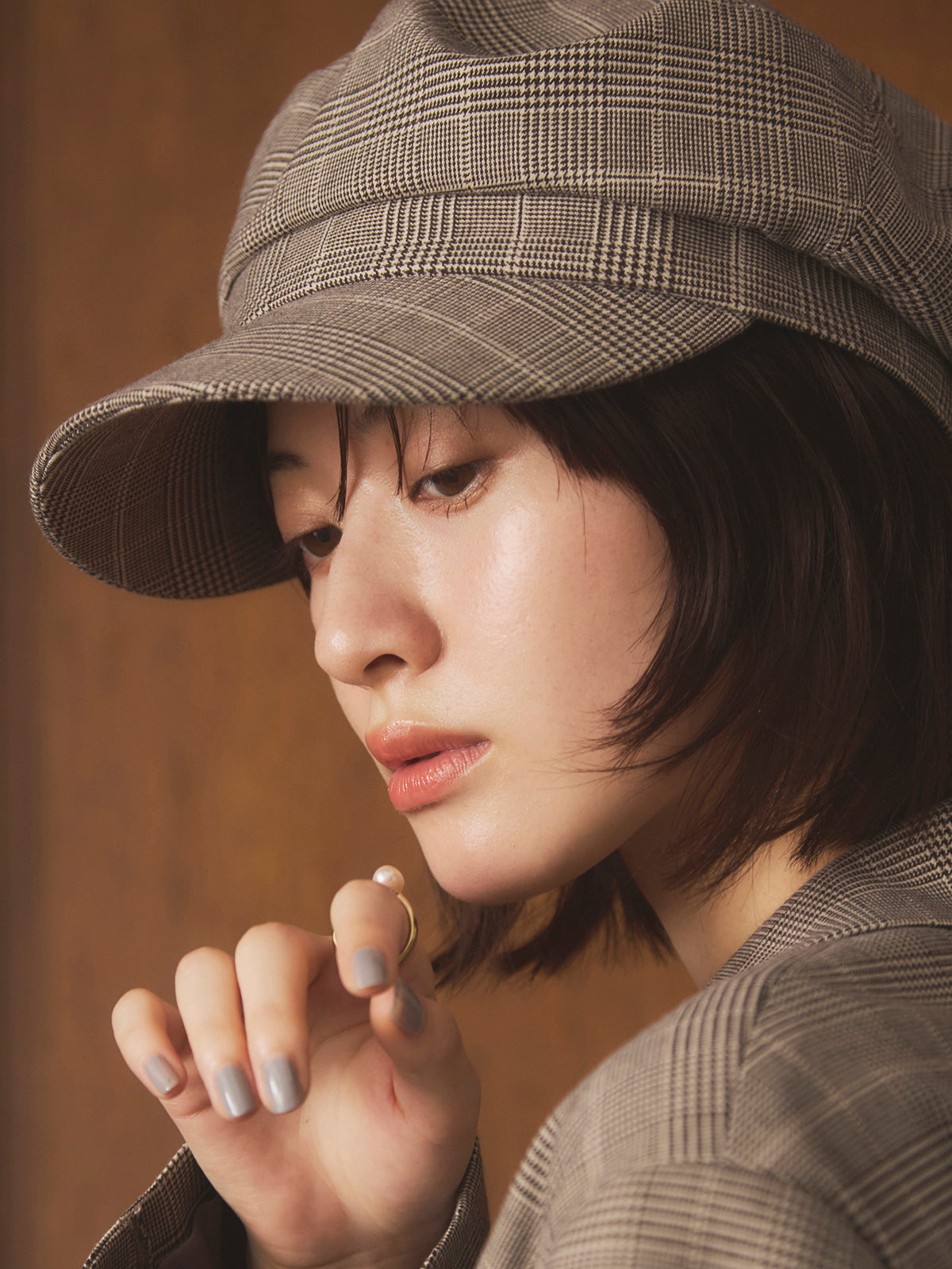 グレンチェックキャスケット