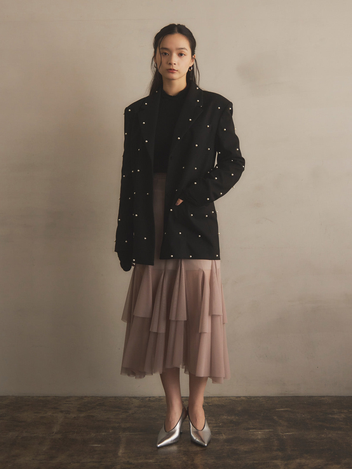 MODEL:163cm／COLOR:GREY／SIZE:36