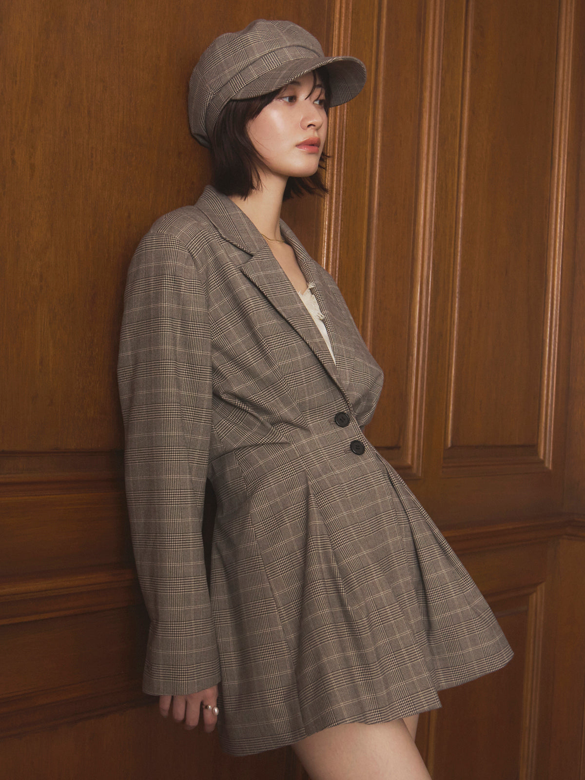 グレンチェックキャスケット