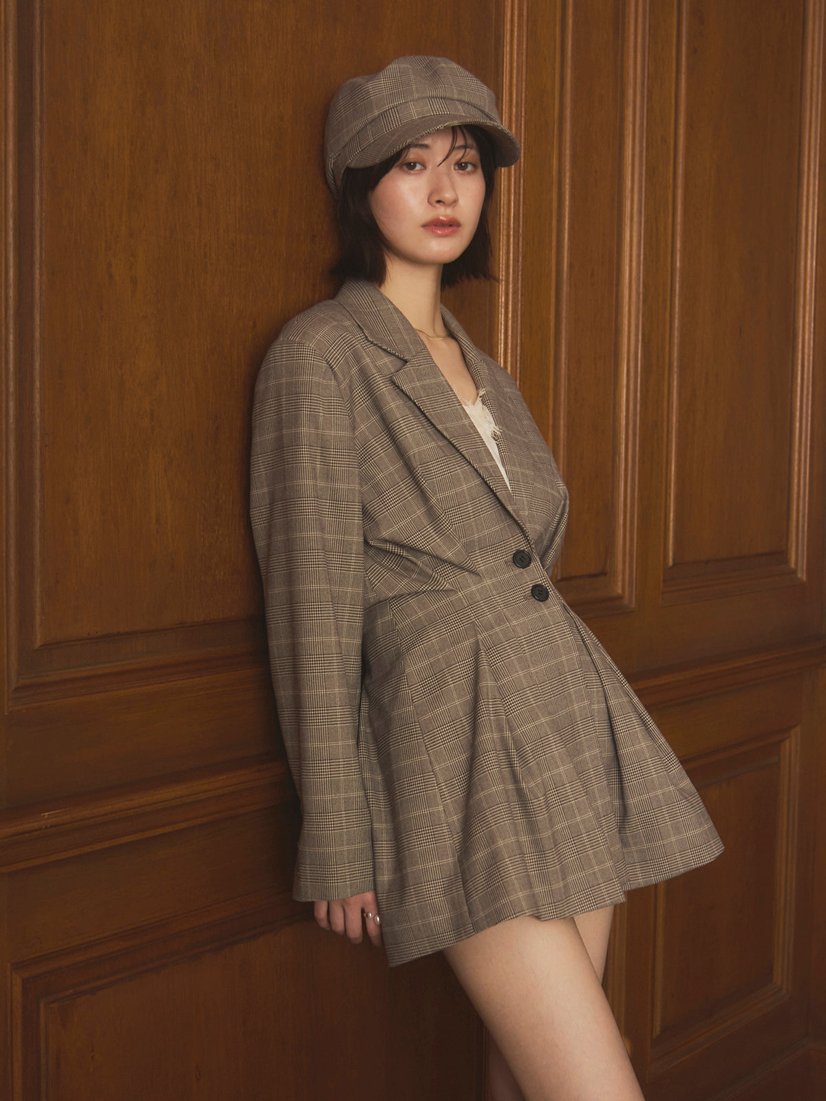 ウエストタックグレンチェックジャケット