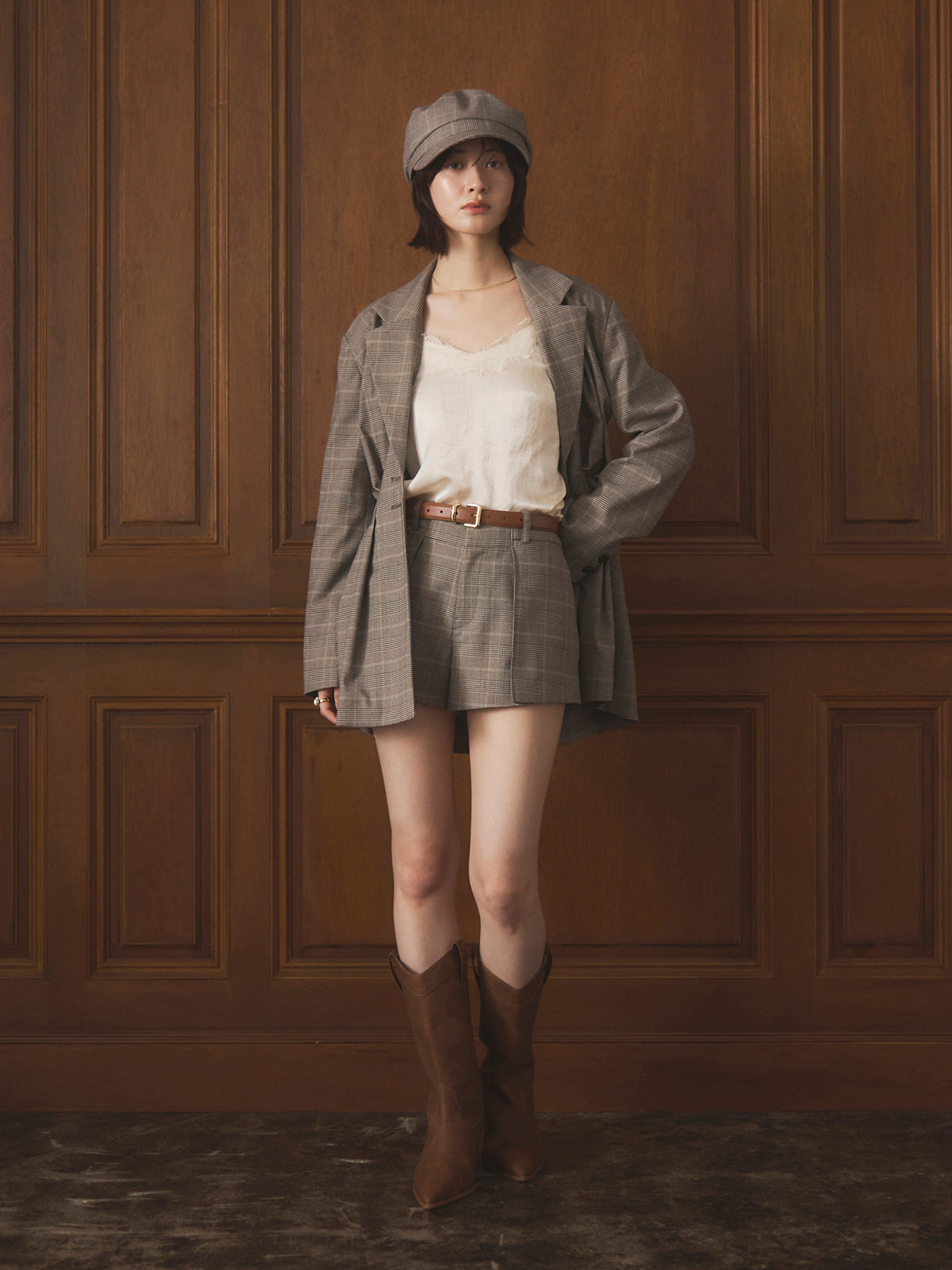 ウエストタックグレンチェックジャケット