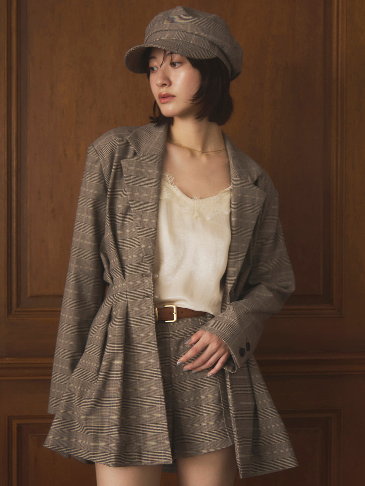 サテンレースキャミ