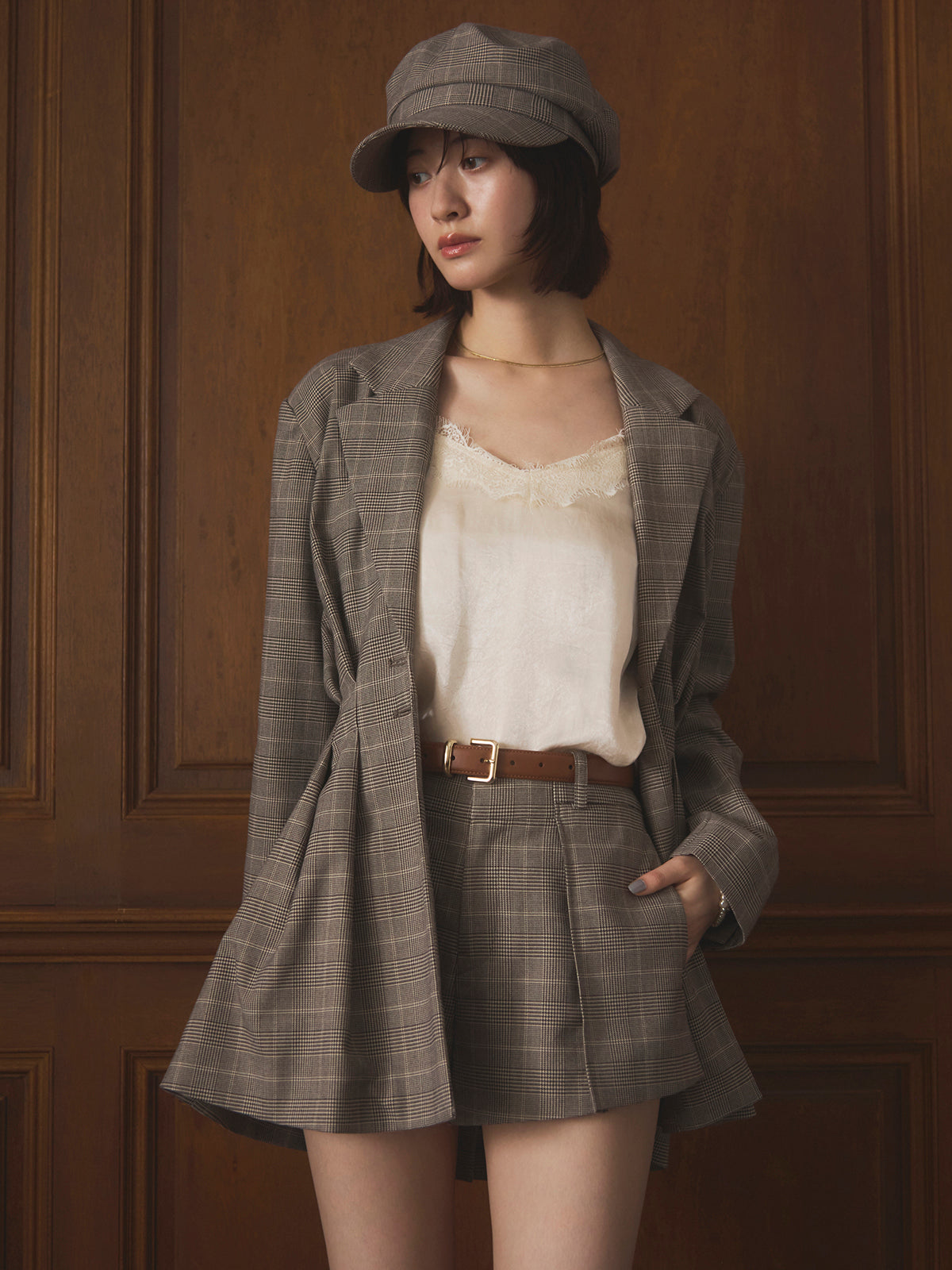 グレンチェックスカショーパン