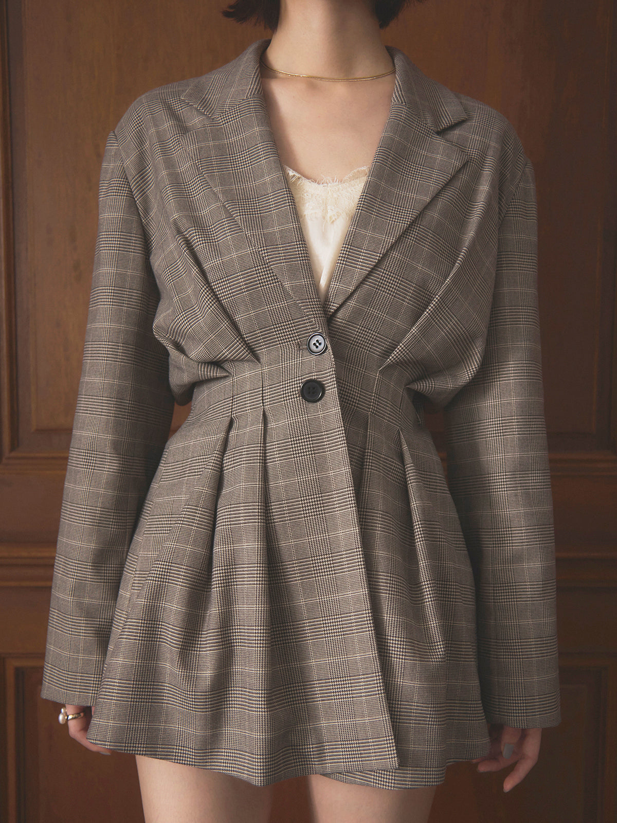 ウエストタックグレンチェックジャケット