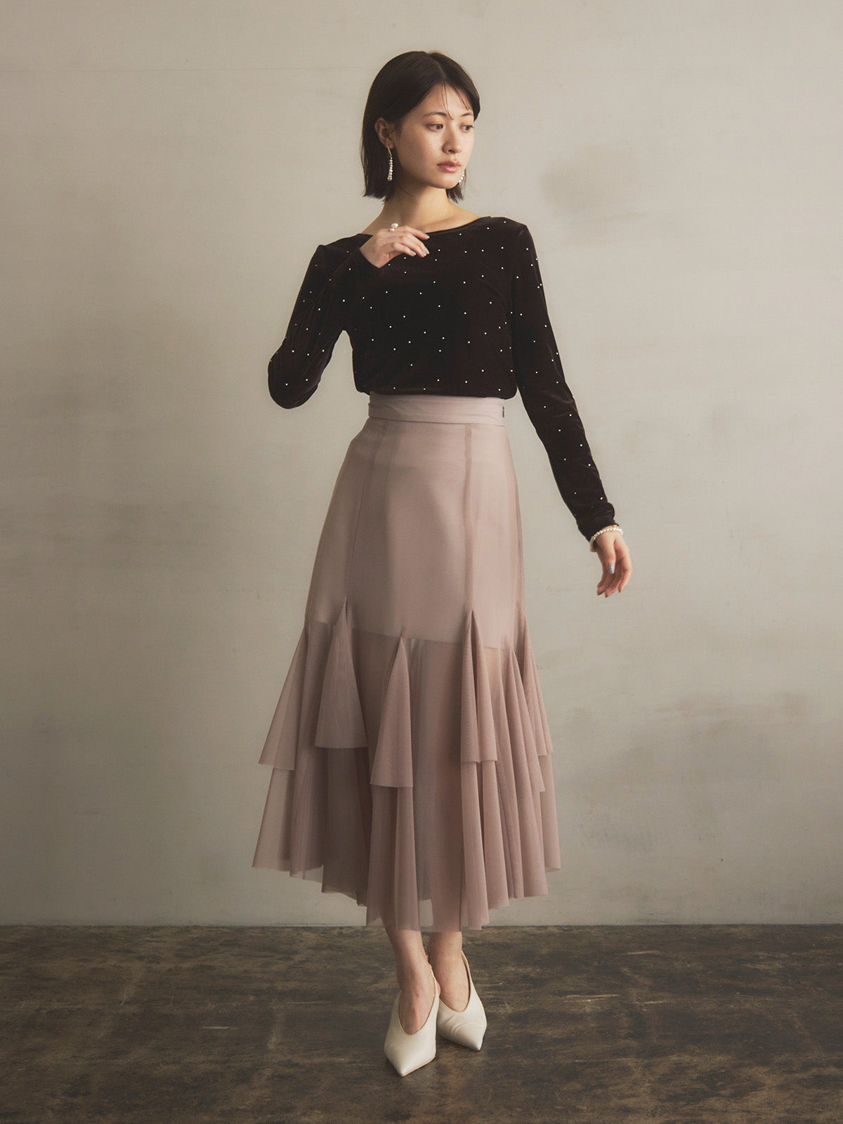 MODEL:166cm／COLOR:GREY／SIZE:36