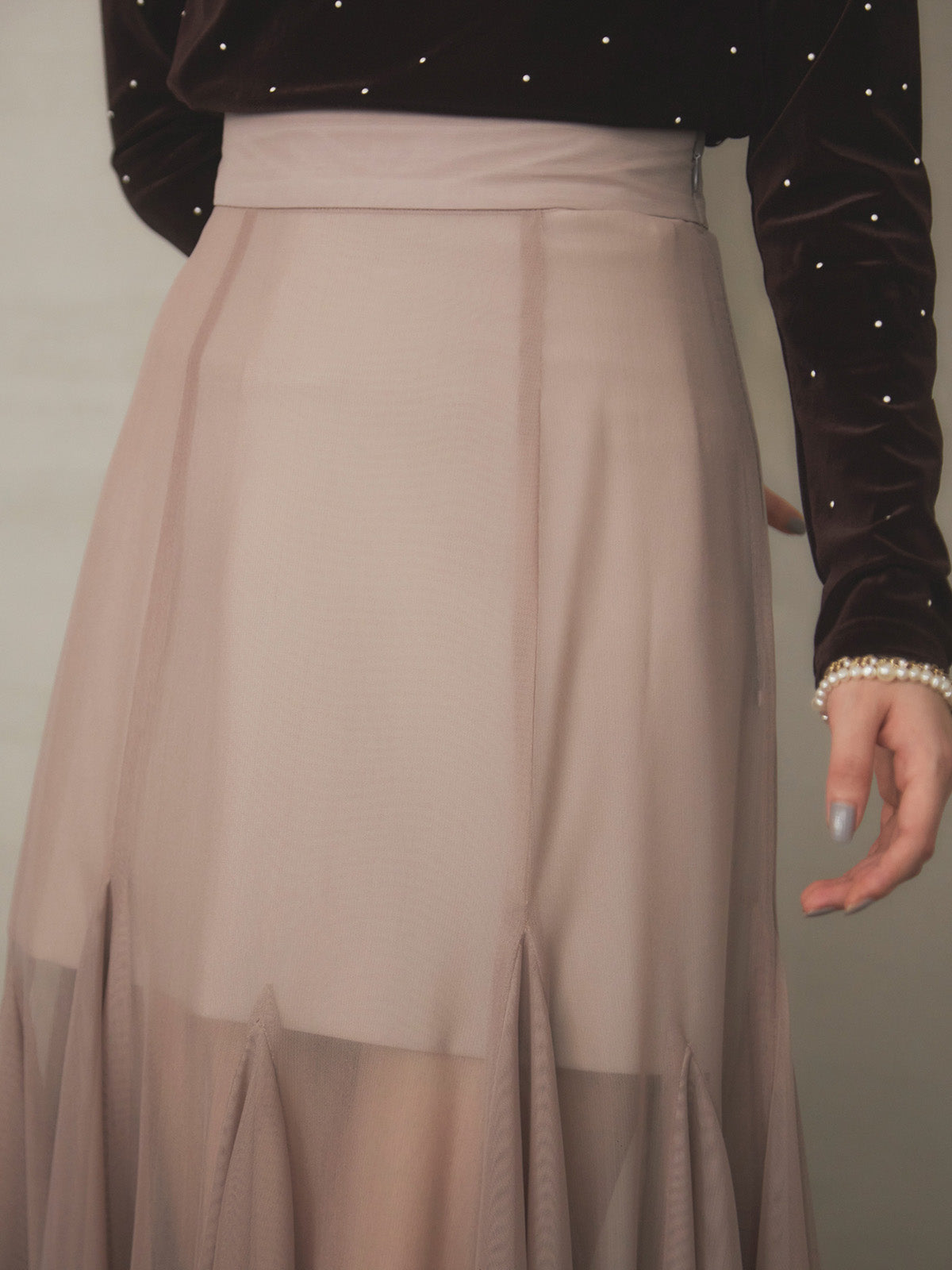 チュールティアードスカート