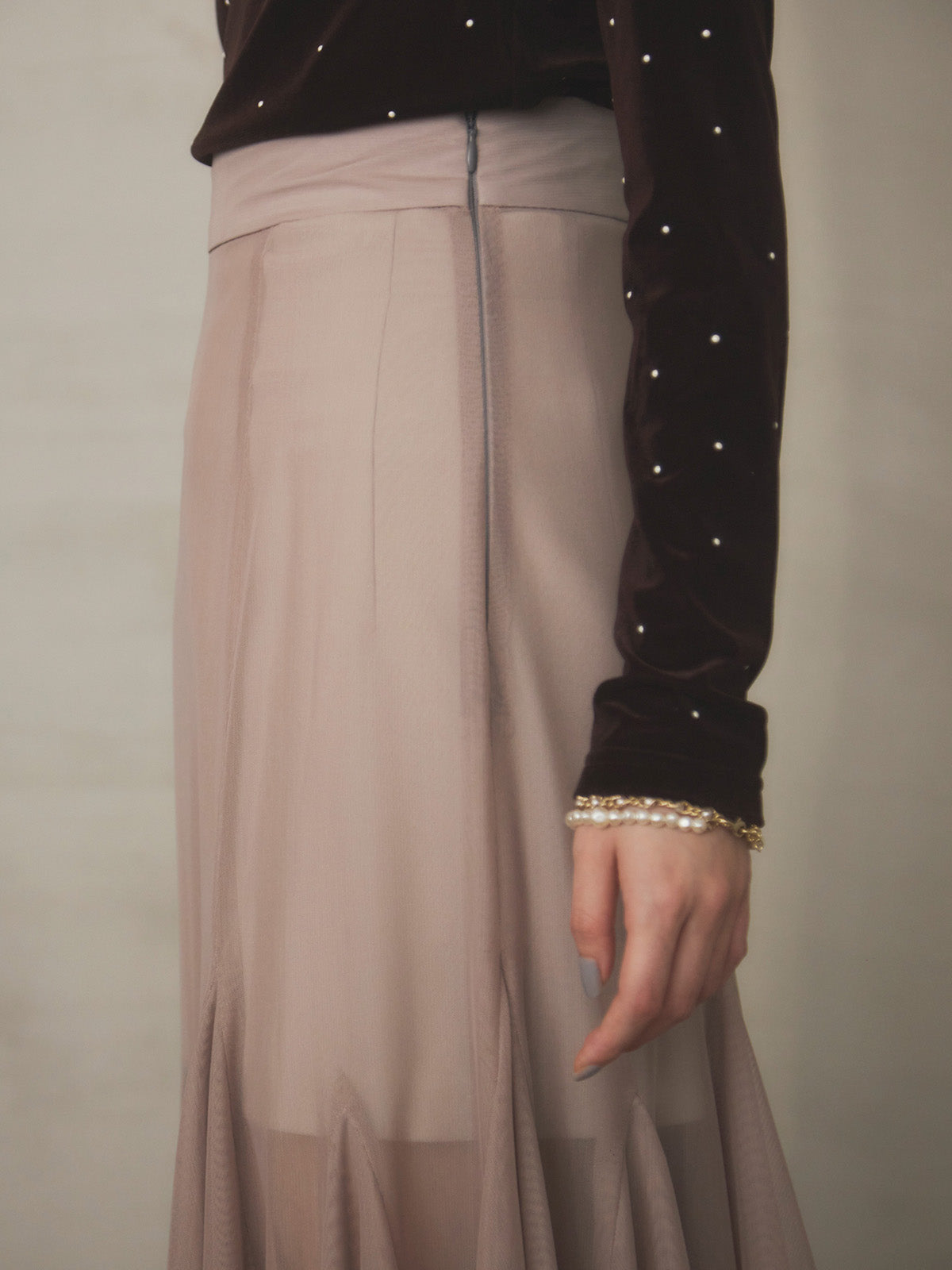 チュールティアードスカート