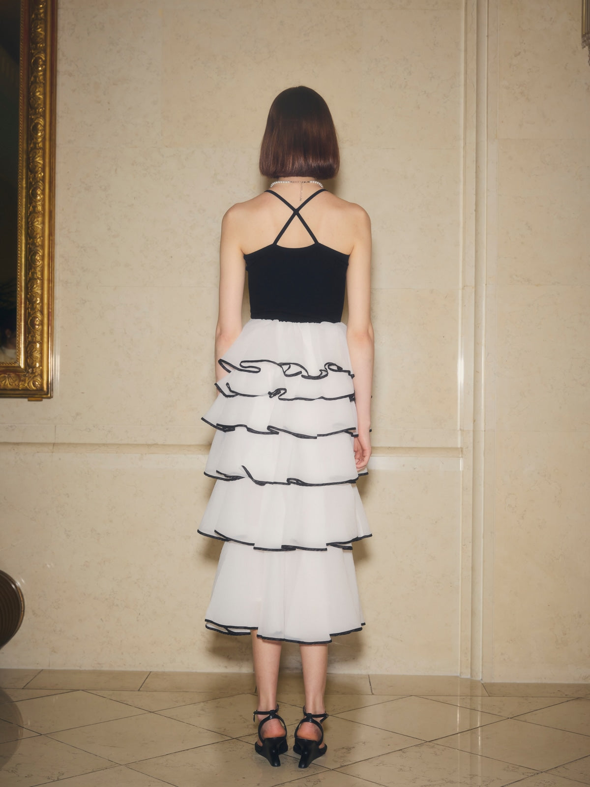 レディース eimy istoire ORGANZA COMBI KNIT DRESS