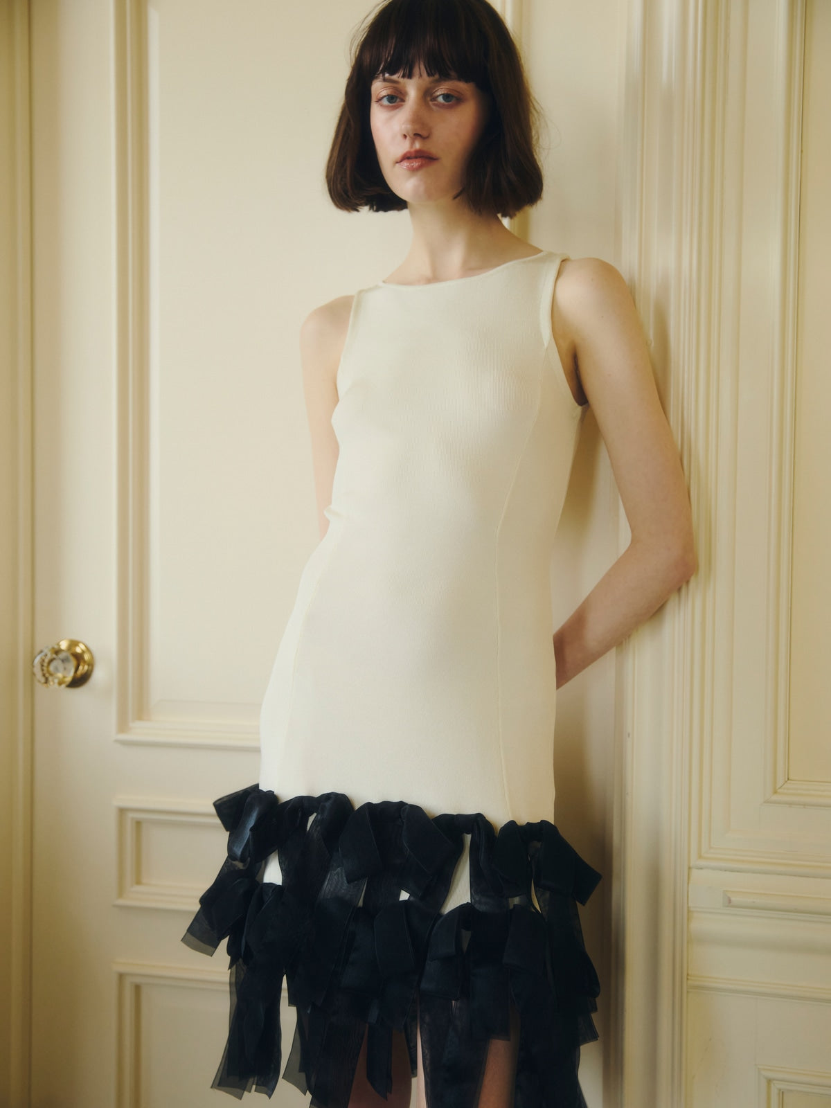 RIBBON HEM KNIT DRESS