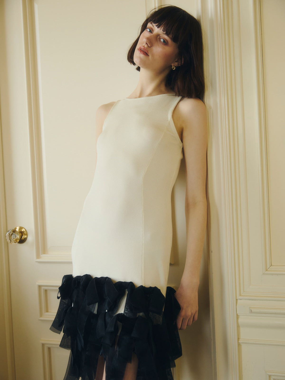 RIBBON HEM KNIT DRESS