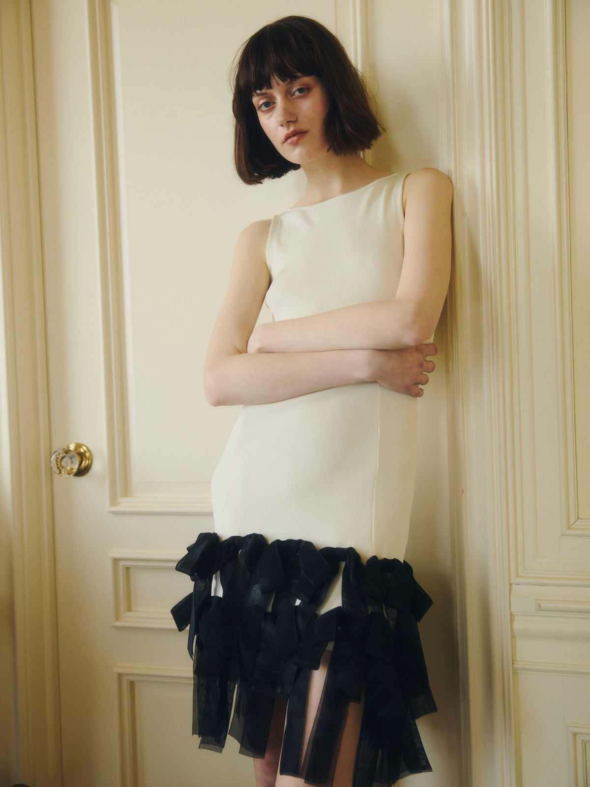 RIBBON HEM KNIT DRESS