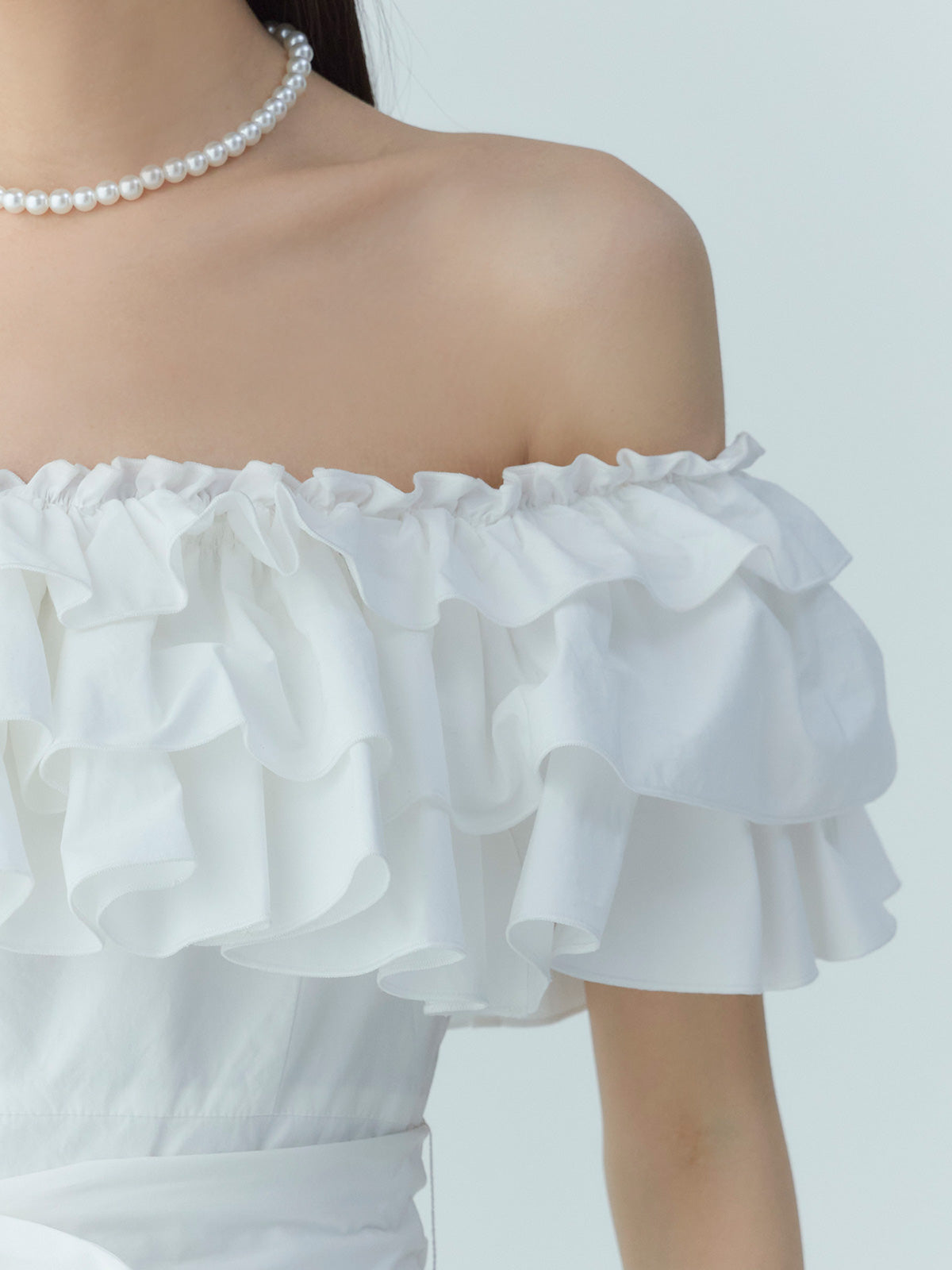 オフショルフリルマキシワンピース