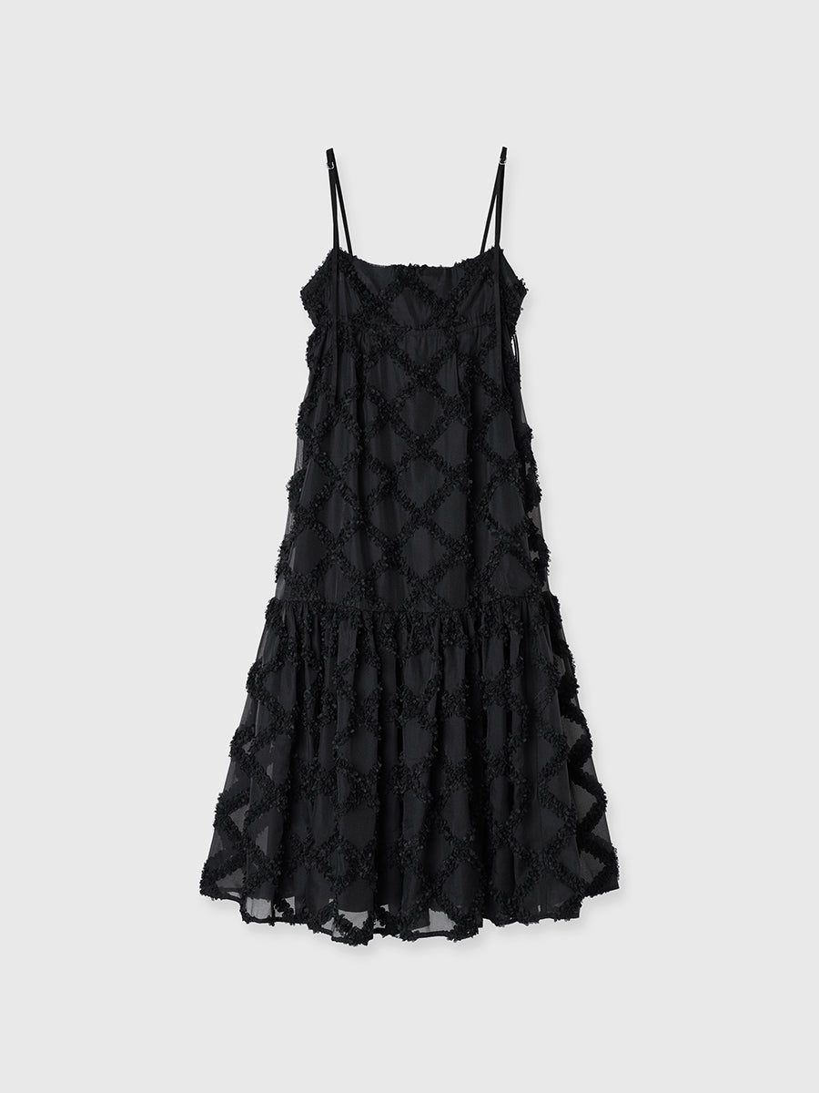 チェック刺繍ワンピース