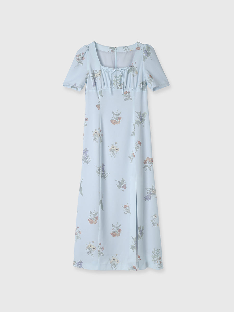 ボタニカルフラワーハーフスリーブワンピース