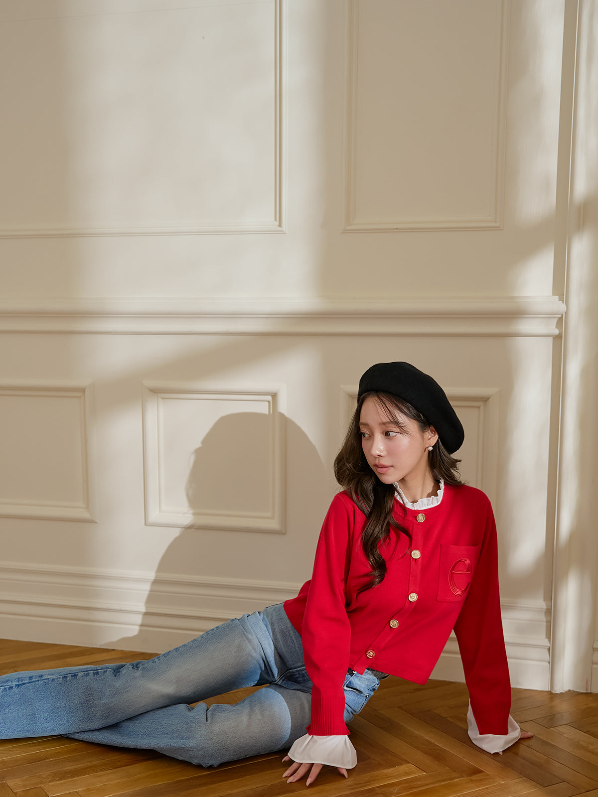 【New Color】Attached collar ニットジャケット