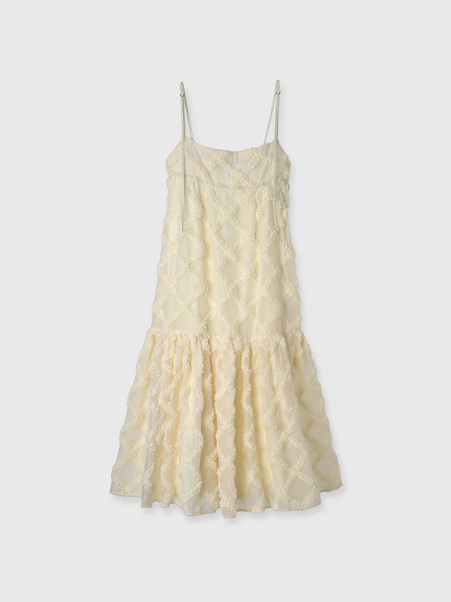 チェック刺繍ワンピース