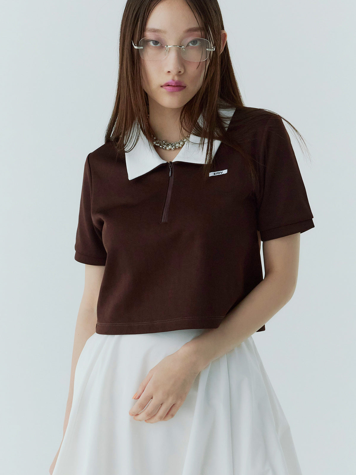 ハーフジップトップスストレートスカートSETUP