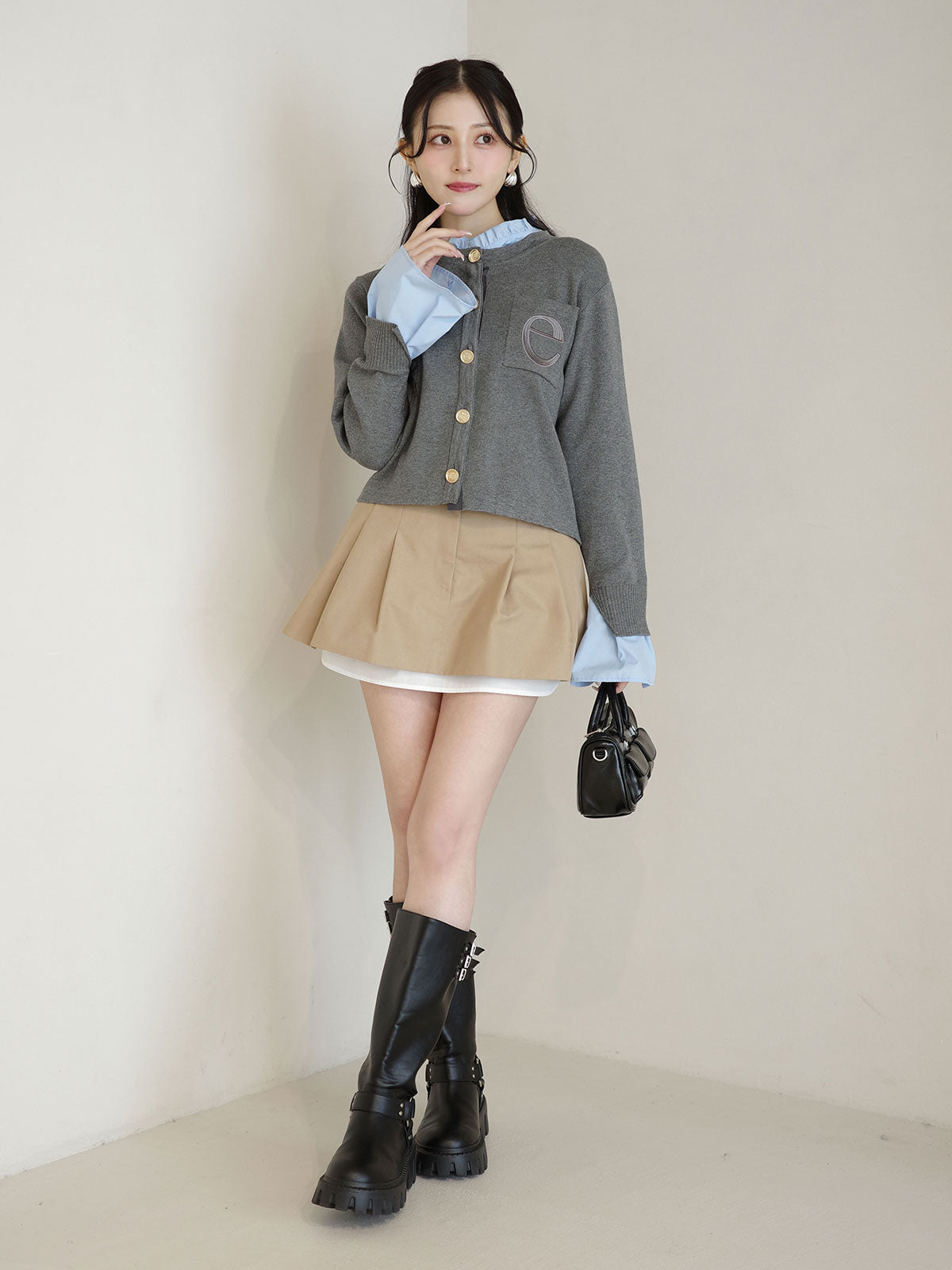 【New Color】Attached collar ニットジャケット