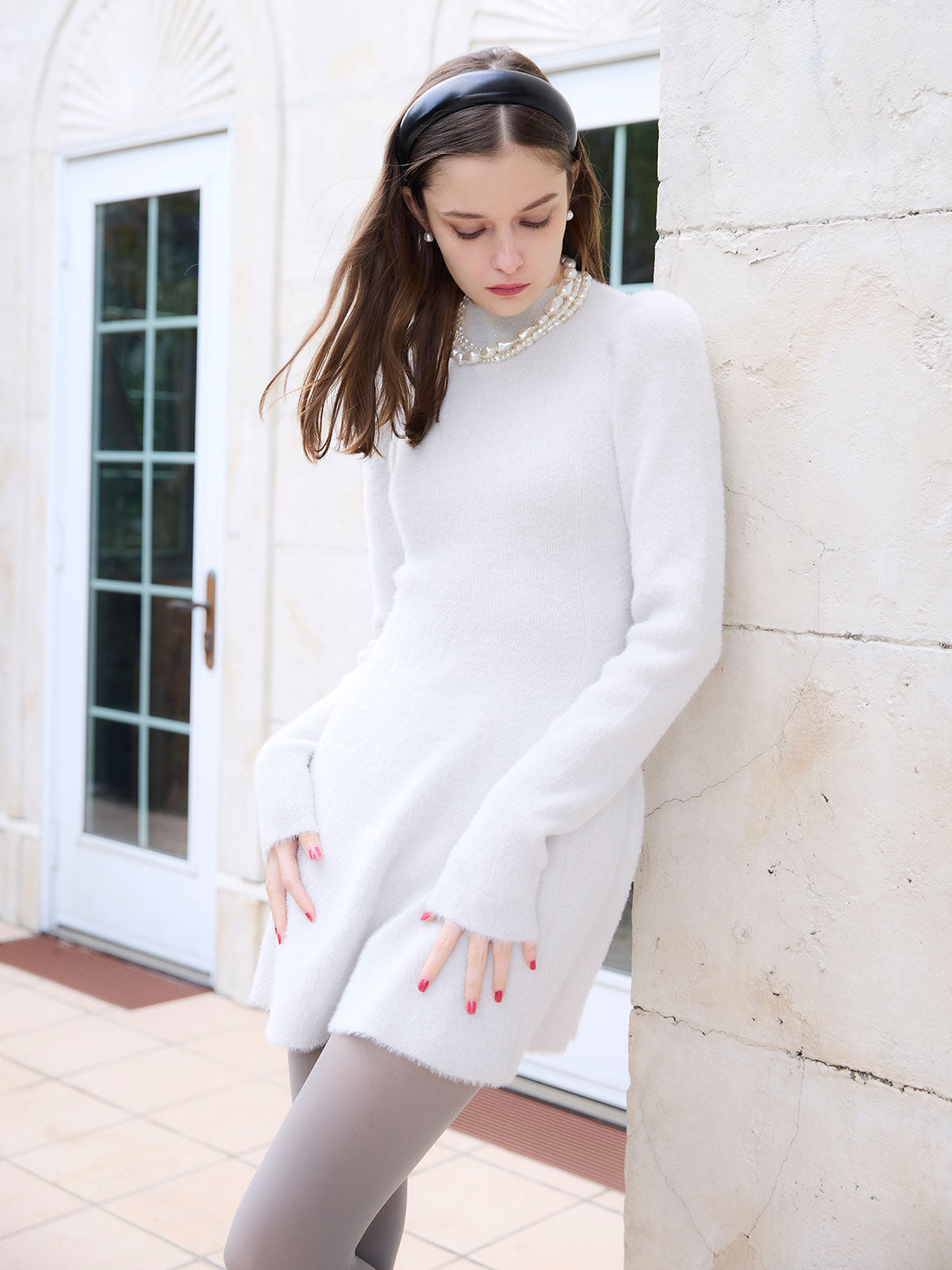 ラメシャギーニットミニワンピース