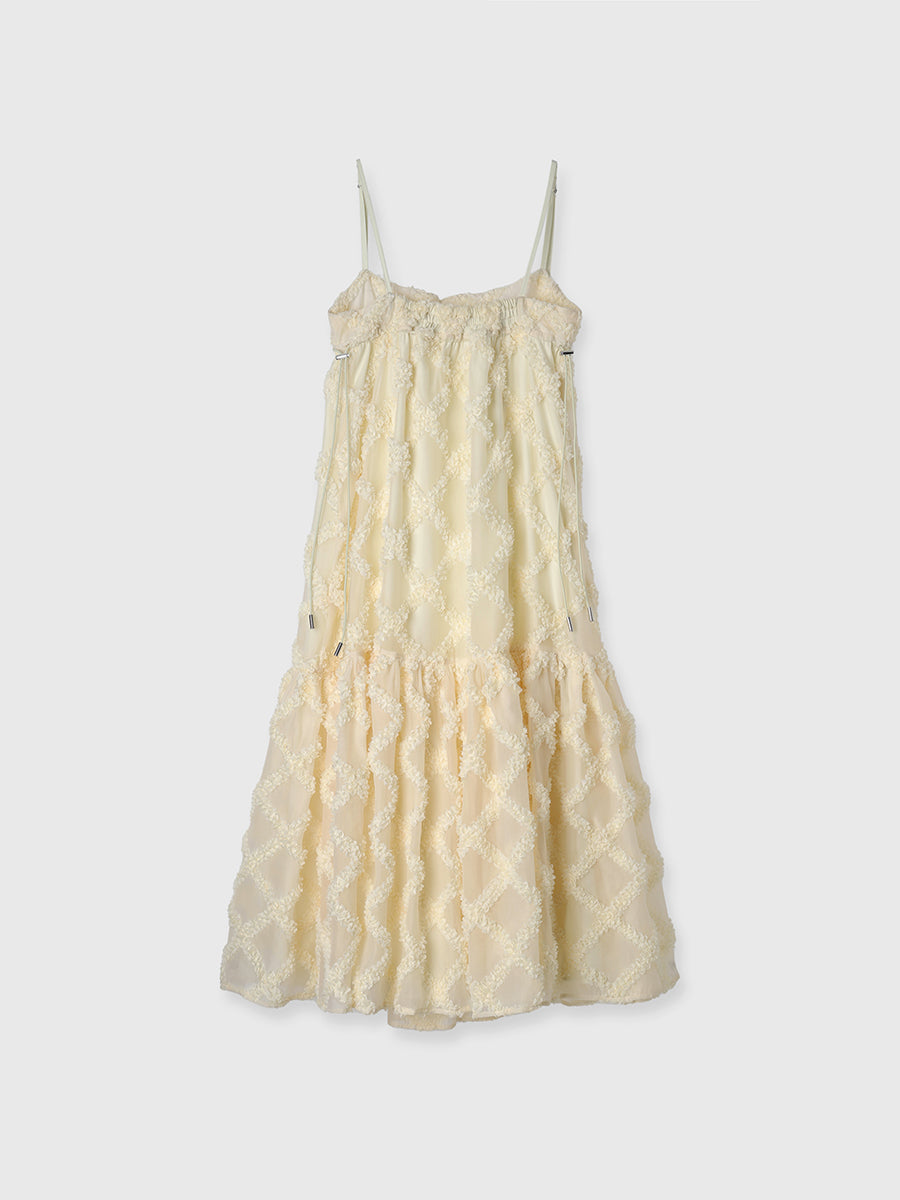 チェック刺繍ワンピース