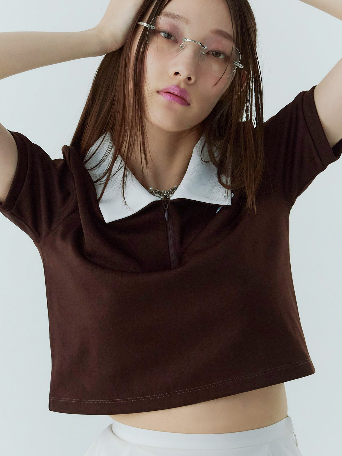 ハーフジップトップスストレートスカートSETUP