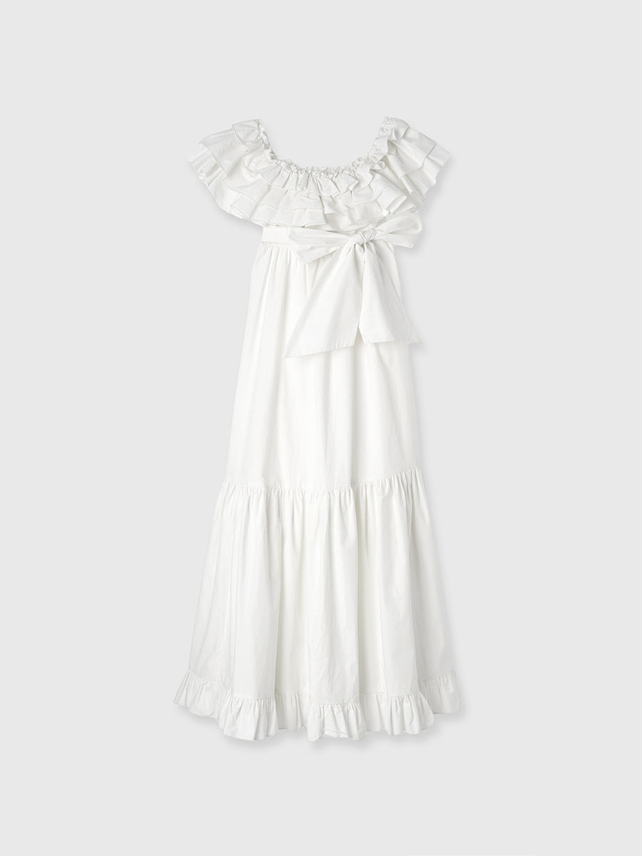 オフショルフリルマキシワンピース