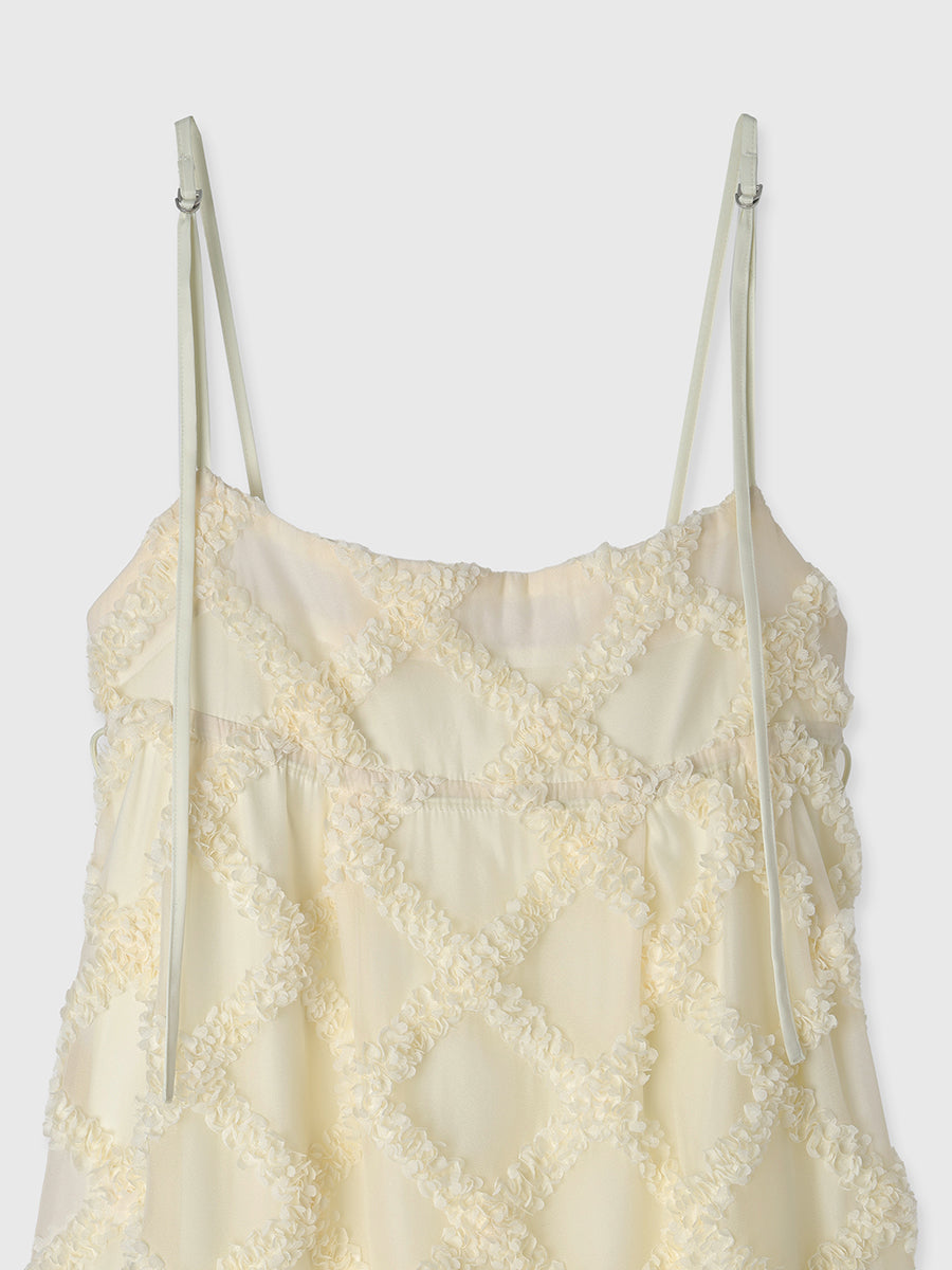 チェック刺繍ワンピース