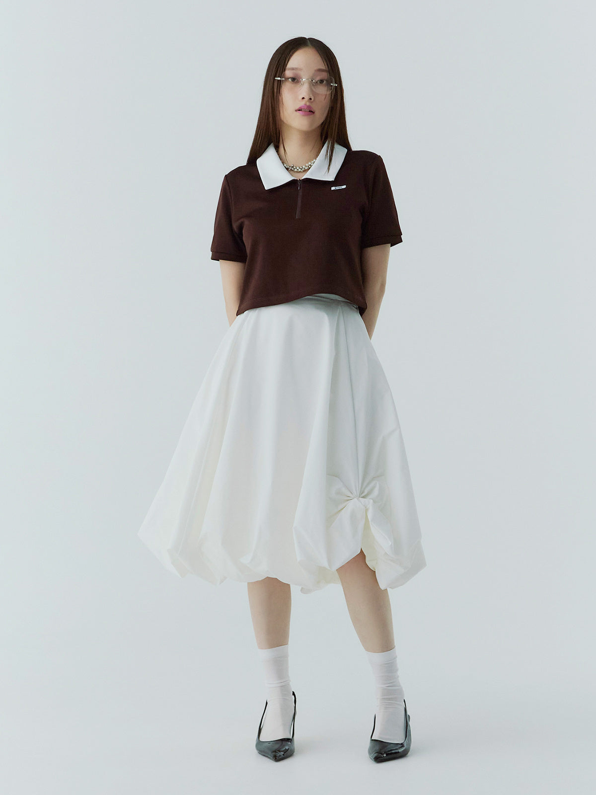 ハーフジップトップスストレートスカートSETUP