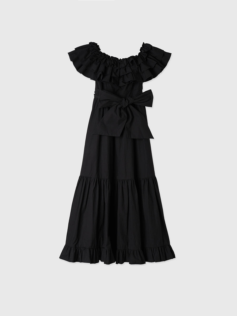 オフショルフリルマキシワンピース