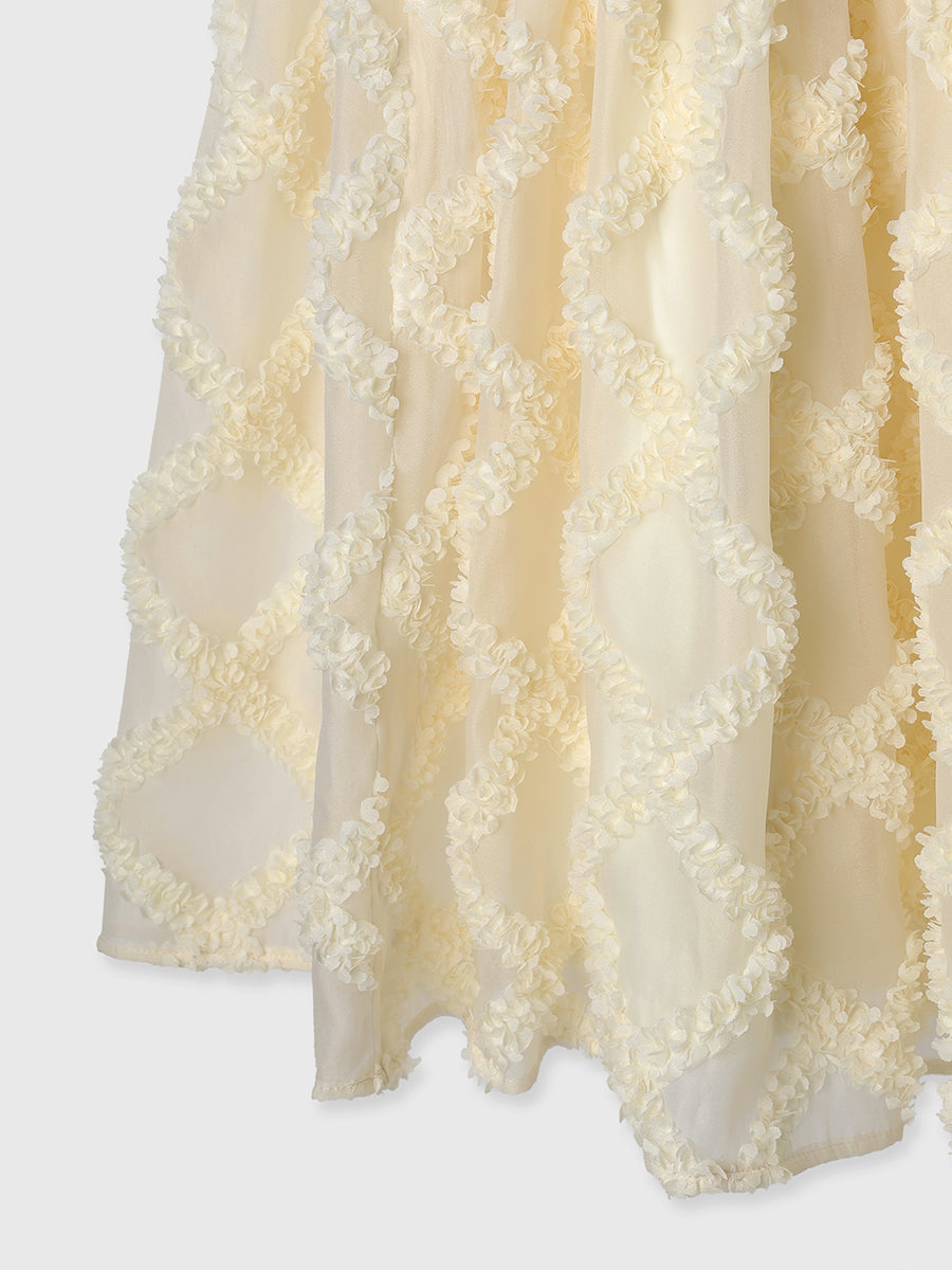 チェック刺繍ワンピース