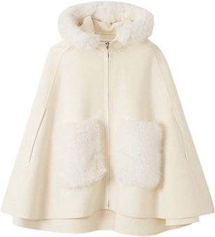 ファーポケットスカラップマントコート