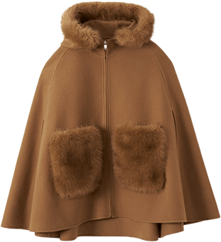 ファーポケットスカラップマントコート