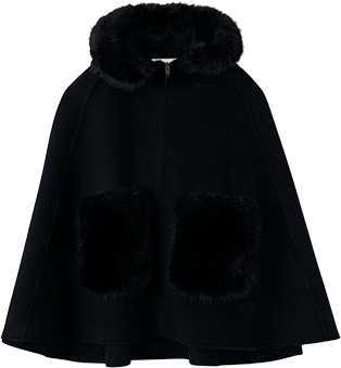 ファーポケットスカラップマントコート