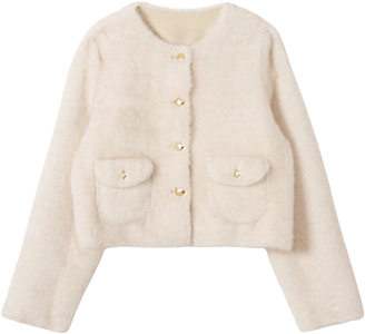 ゴールドボタンフェイクファージャケット