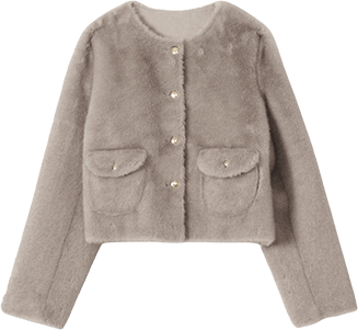 ゴールドボタンフェイクファージャケット