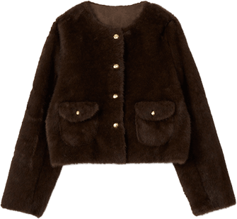 ゴールドボタンフェイクファージャケット