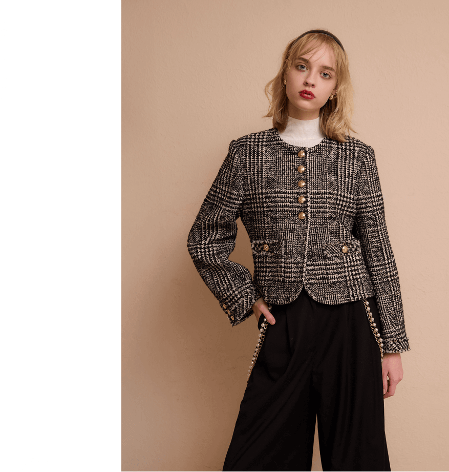 ツイードノーカラージャケット