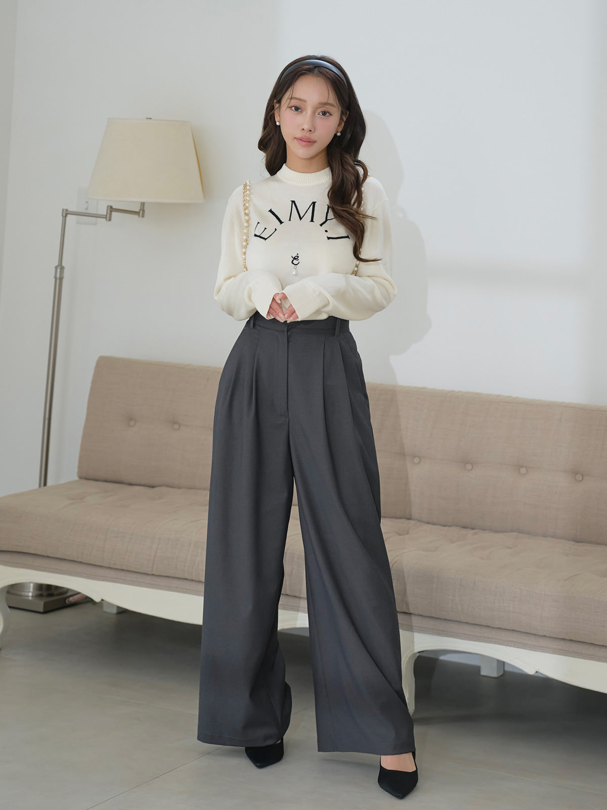 MODEL:160cm／COLOR:GREY／SIZE:36