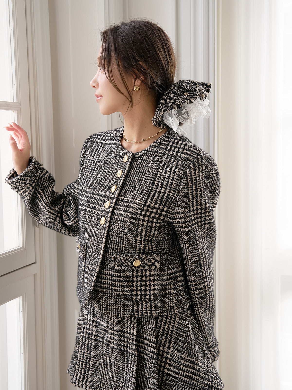 ツイードタックミニスカート