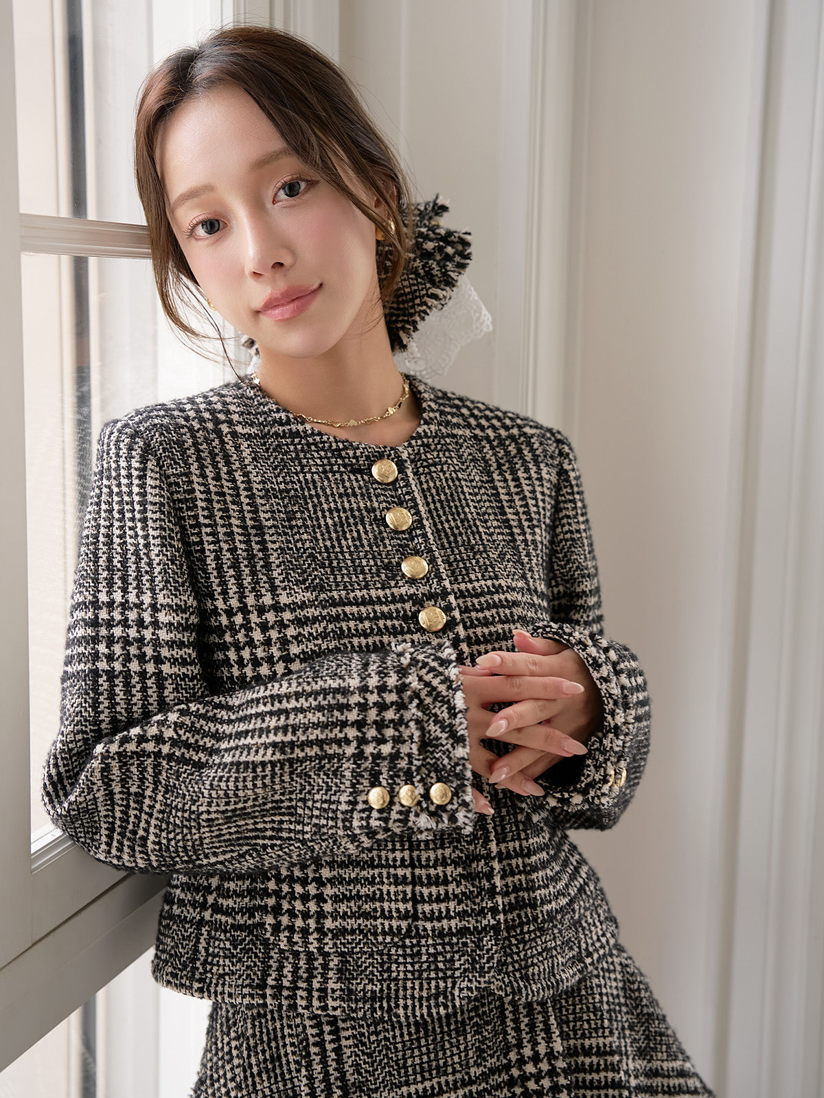 ツイードノーカラージャケット