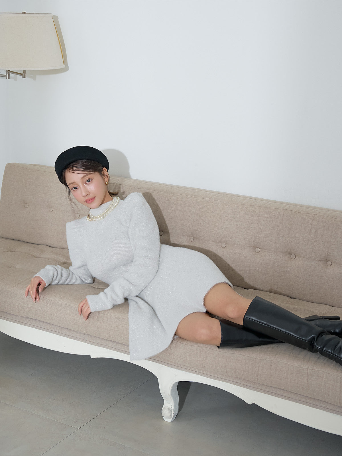 ラメシャギーニットミニワンピース