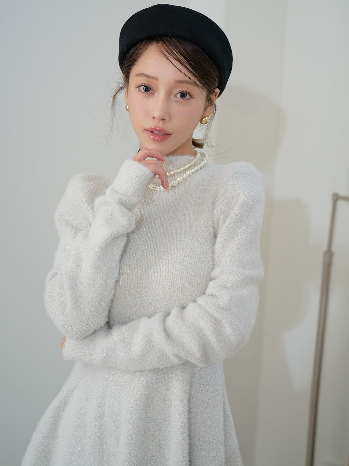 ラメシャギーニットミニワンピース