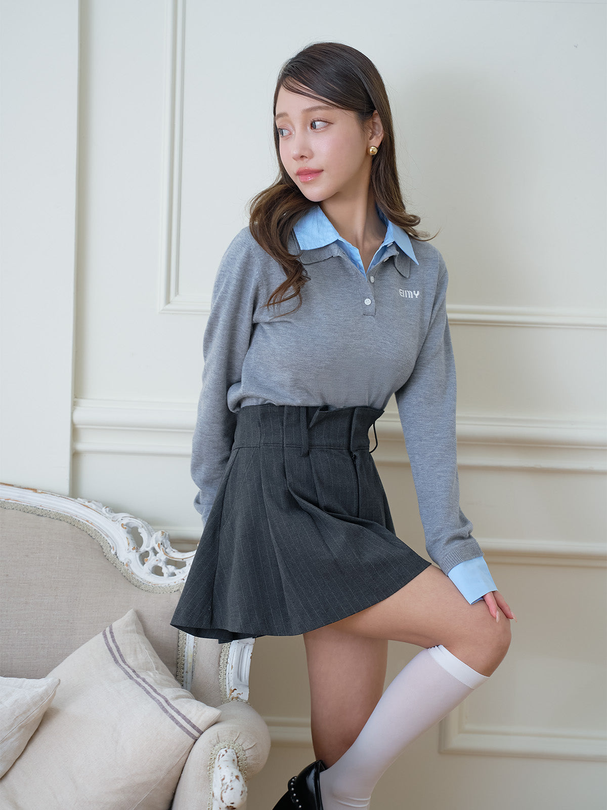 MODEL:160cm／COLOR:GREY／SIZE:36